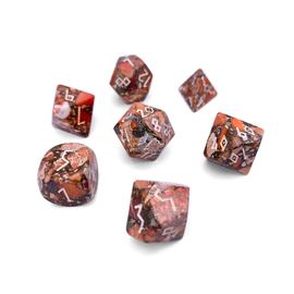 Bronzite Orange Imperial Jasper Gemstone Dice Set