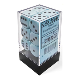 Chessex Dice: Opaque Pastel Blue/Black (16mm 12D6 Set)