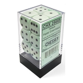 Chessex Dice: Opaque Pastel Green/Black (16mm 12D6 Set)