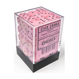 Chessex Dice: Opaque Pastel Pink/Black (12mm 36D6 Set)