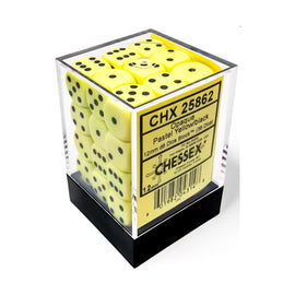 Chessex Dice: Opaque Pastel Yellow/Black (12mm 36D6 Set)