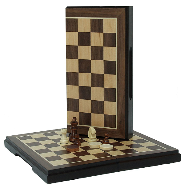 2-In-1 8" Magnetic Folding Combo Chess/Checkers Set