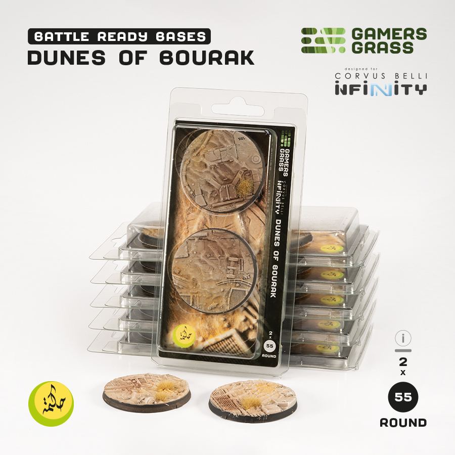 Gamers Grass Battle Ready Bases - Dunes of Bourak - Round 55mm (2x) (Designed for Infinity)