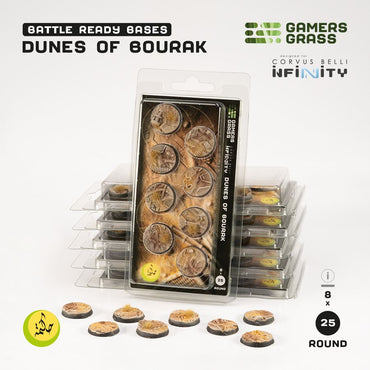 Gamers Grass Battle Ready Bases - Dunes of Bourak - Round 25mm (8x) (Designed for Infinity)