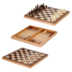 3 in 1 Game Set: 15″ Chess, Checkers, Backgammon