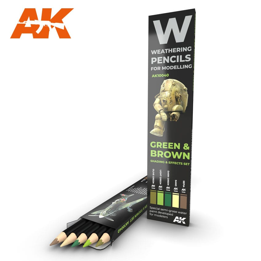 AK Weathering Pencil Set: Green and Brown