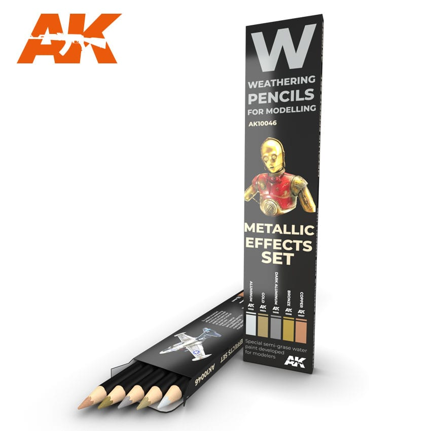 AK Weathering Pencil Set: Metallic Effects