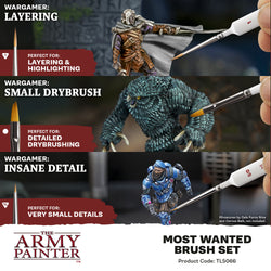 Army Painter: Wargamer Brushes - Most Wanted Brush Set (Small Drybrush, Layering & Insane Detail)