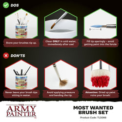 Army Painter: Wargamer Brushes - Most Wanted Brush Set (Small Drybrush, Layering & Insane Detail)