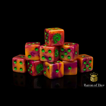 Baron of Dice: Alien Dice - Orange and Green (Square / 25D6)