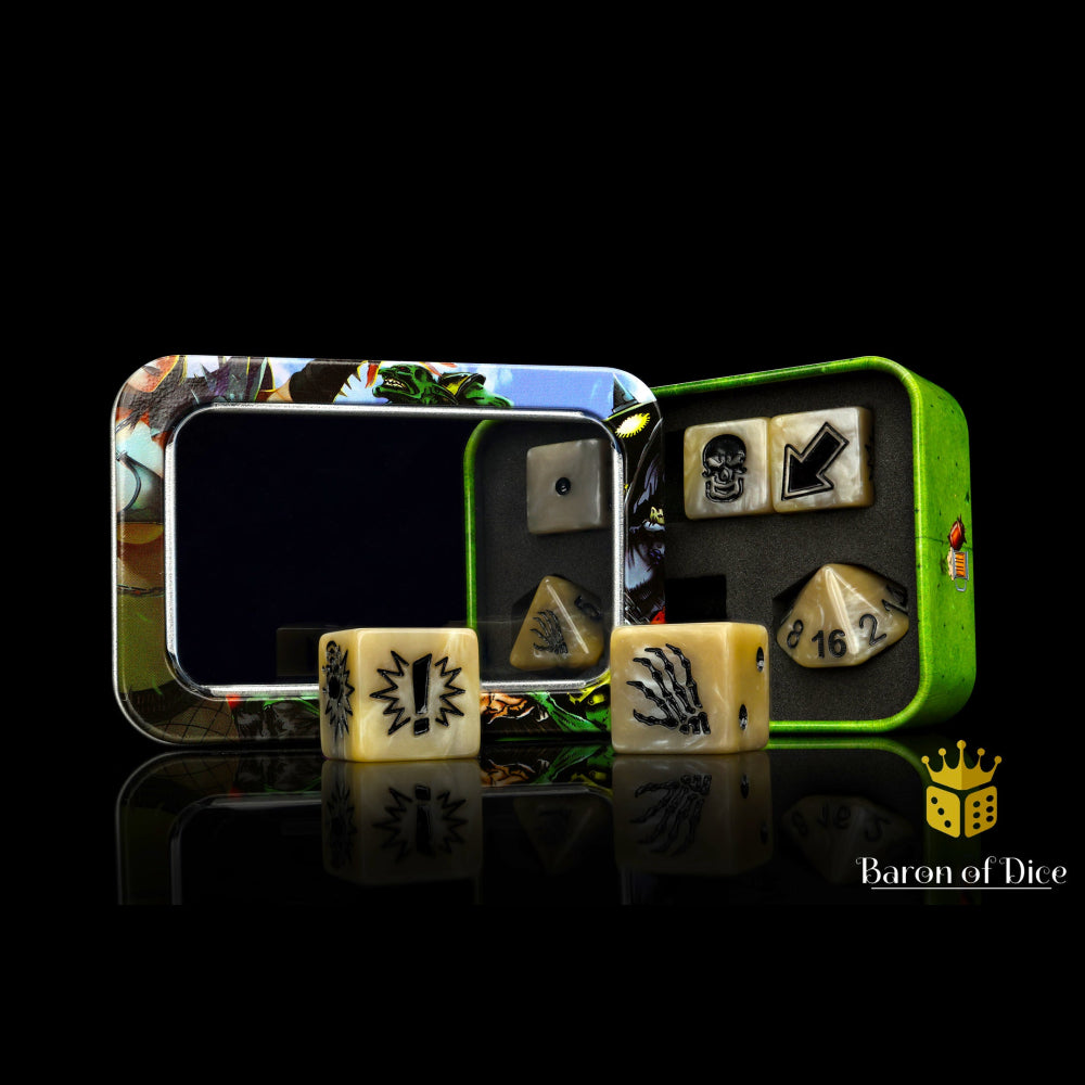 Baron of Dice: Bloody Football Dice - Bone Skeleton (7 Dice Set)