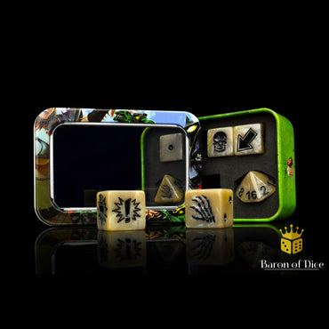 Baron of Dice: Bloody Football Dice - Bone Skeleton (7 Dice Set)