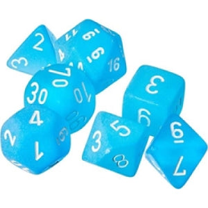 RPG Dice (Mini): Frosted Caribbean Blue/White (CHX20416)