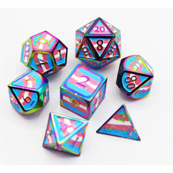 Foam Brain Dice: Transgender Pride Flag (Metal RPG Set)