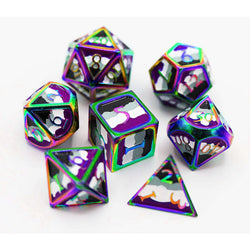 Metal RPG Dice: Asexual Pride Flag (Foam Brain)