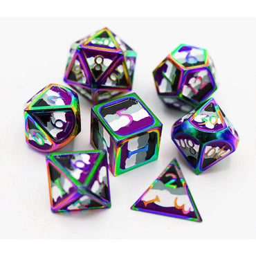 Metal RPG Dice: Asexual Pride Flag (Foam Brain)