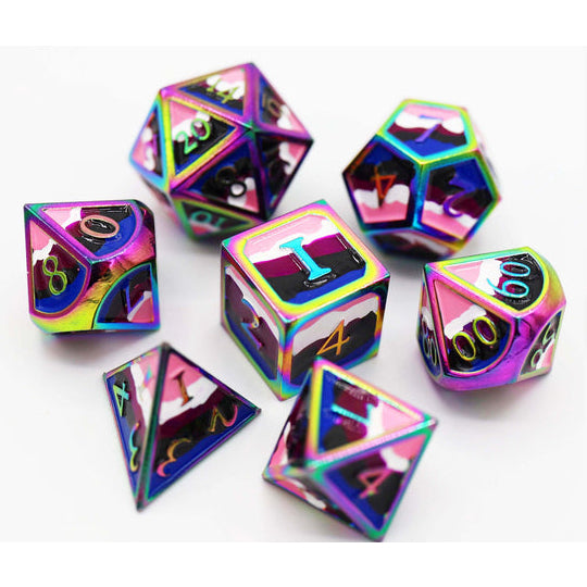 Metal RPG Dice: Genderfluid Pride Flag (Foam Brain)