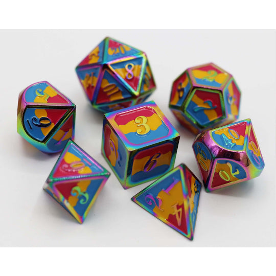 Metal RPG Dice: Pansexual Pride Flag (Foam Brain)
