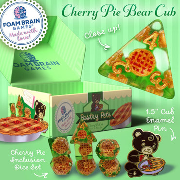 Foam Brain: Pastry Pets - Cherry Pie Cub (Dice & Pin Set)