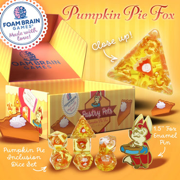 Foam Brain: Pastry Pets - Pumpkin Pie Fox (Dice & Pin Set)
