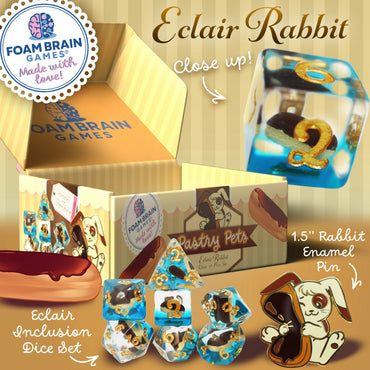 Foam Brain: Pastry Pets - Eclair Rabbit (Dice & Pin Set)