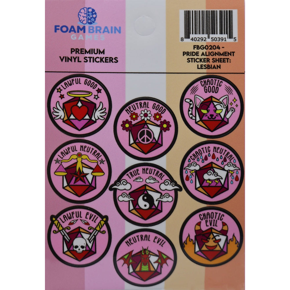 Foam Brain Stickers: Pride Alignment - Lesbian