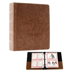 Forged Gaming: Curiosities Cache (RPG Card Binder) - Skull Edition (Light Brown)