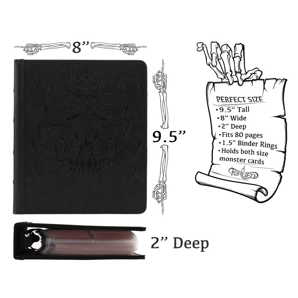 Forged Gaming: Curiosities Cache (RPG Card Binder) - Skull Edition (Light Brown)