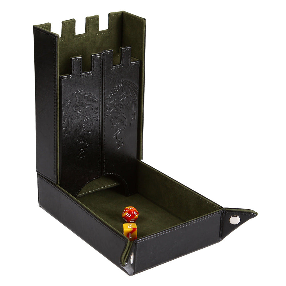 Forged Gaming Dice Tray & Tower: Draco Castle - Green