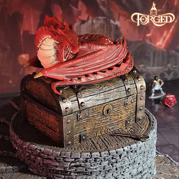 Forged Gaming Dice Case: Wyvern Dice Chest - Red (With Lock)