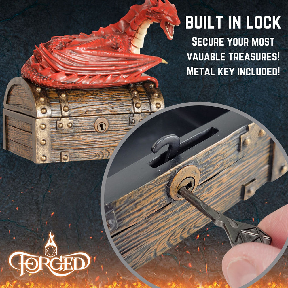 Forged Gaming Dice Case: Wyvern Dice Chest - Red (With Lock)