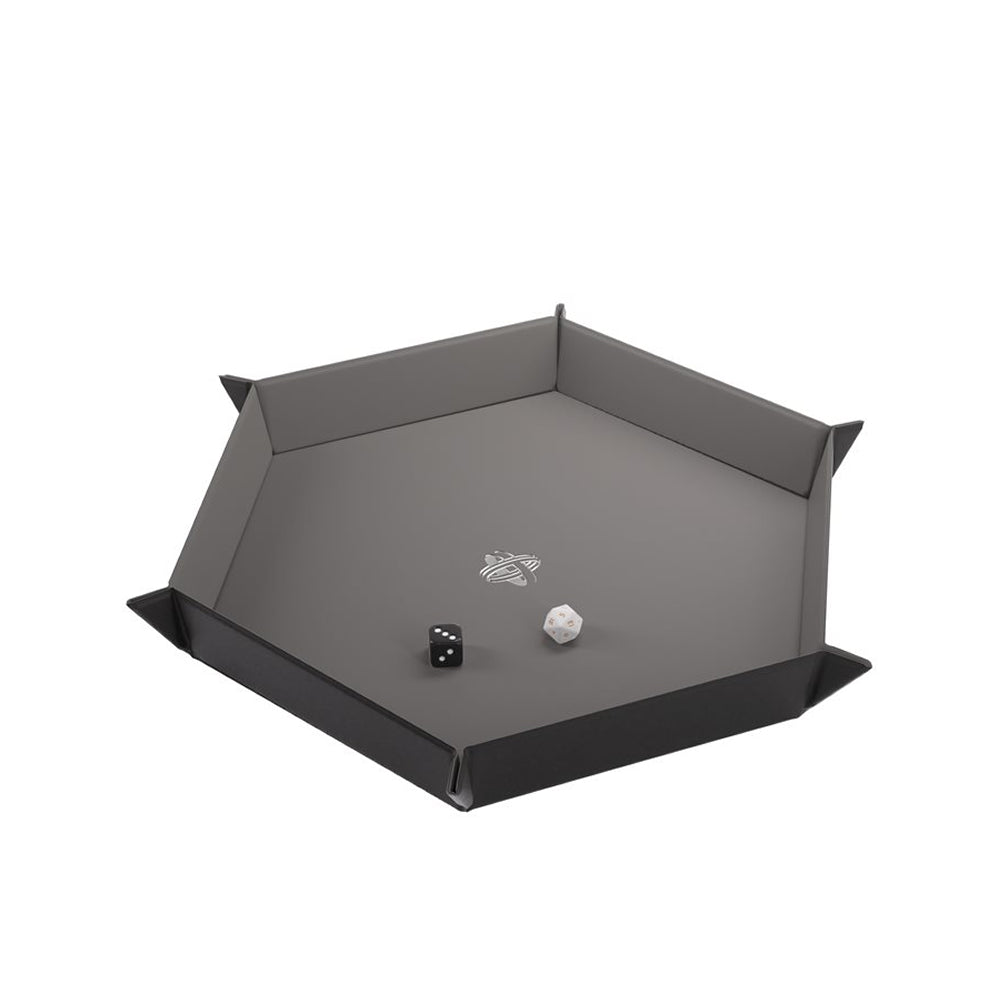 Gamegenic Magnetic Dice Tray: Hexagonal XL - Black/Gray