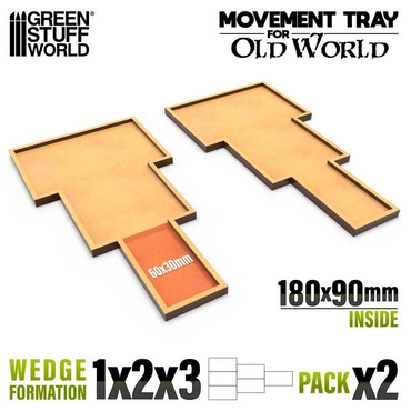 GSW: Movement Tray - MDF Wedge Formation 60x30mm (1x2x3 / 2 pack)