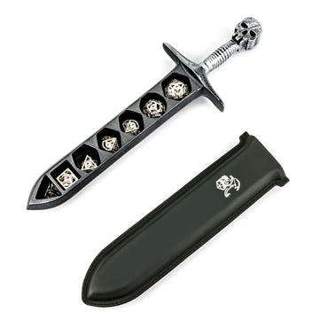 Grim Dagger Dice Case with sheath cover - Silver