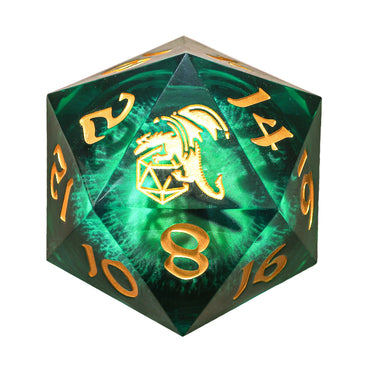 Liquid Core Resin LED D20 (55mm): Beholder's Gaze - Green