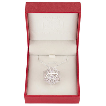 D20 Necklace: Dragon's Eye - Silver with Pink Gems (HYMGHO)