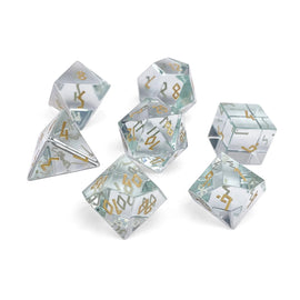 Gemstone RPG Dice: K9 Glass - Rainbow + Gold Font (Norse Foundry)