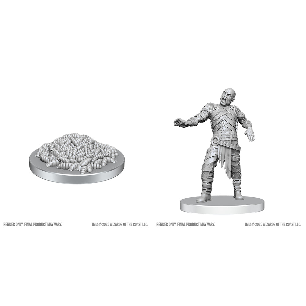 D&D Minis: Swarm of Rot Grubs & Rot Grub Victim (Unpainted / WV28)