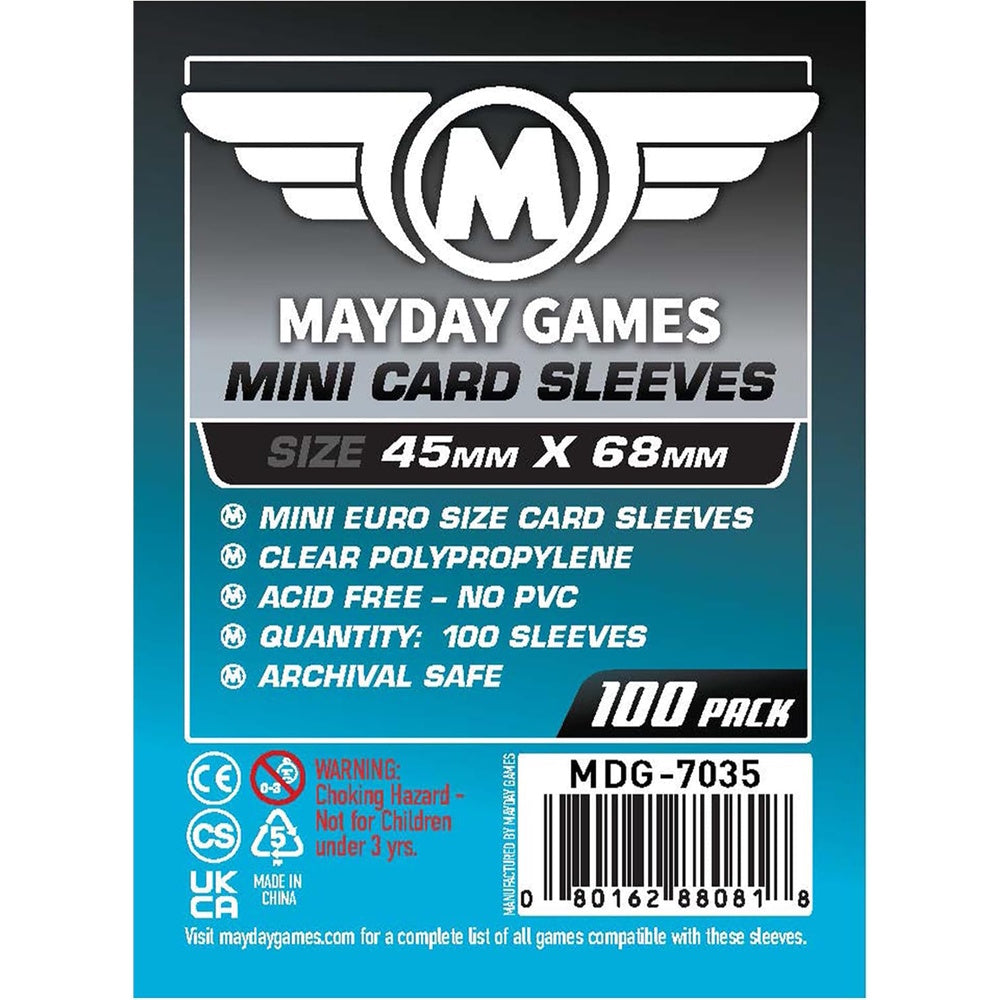 Mayday Sleeves: Mini Euro Board Game (45mm x 68mm / 100 Count)