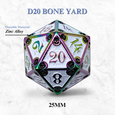 Metal D20 (25mm): Dungeon Delve Runestones - Bone Yard (Norse Foundry)