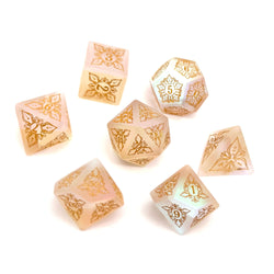 Gemstone RPG Dice: Feyweave K9 Glass - Rainbow, Frosted + Special Edition Gold Font (Norse Foundry / Yaniir)