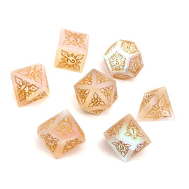 Gemstone RPG Dice: Feyweave K9 Glass - Rainbow, Frosted + Special Edition Gold Font (Norse Foundry / Yaniir)
