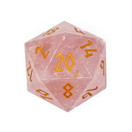 Gemstone D20 (30mm): Rose Quartz (Norse Foundry)