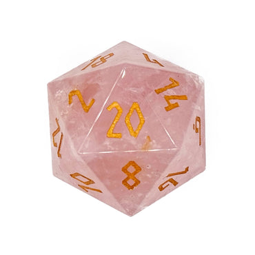 Gemstone D20 (30mm): Rose Quartz (Norse Foundry)