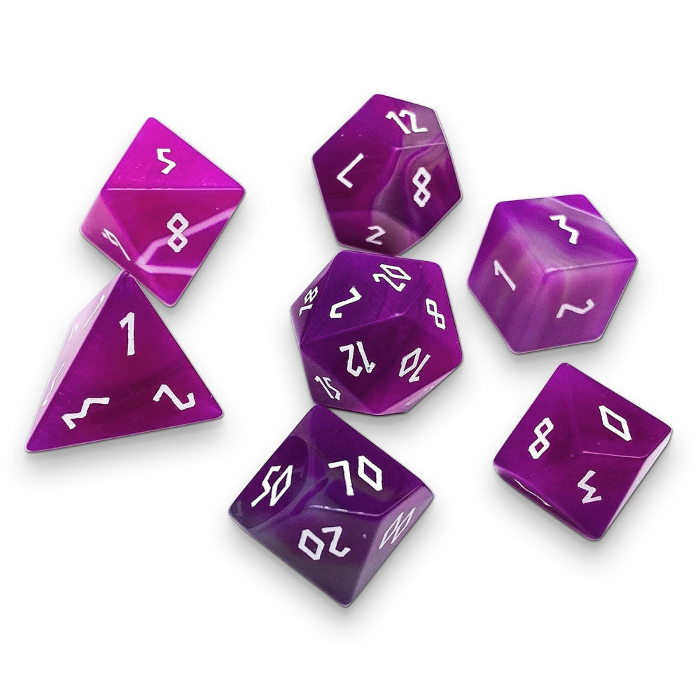 Gemstone RPG Dice: Purple Striped Agate (Norse Foundry)