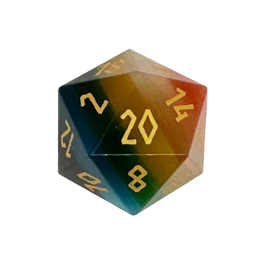 Gemstone D20 (30mm): Cat's Eye - Rainbow (Norse Foundry)