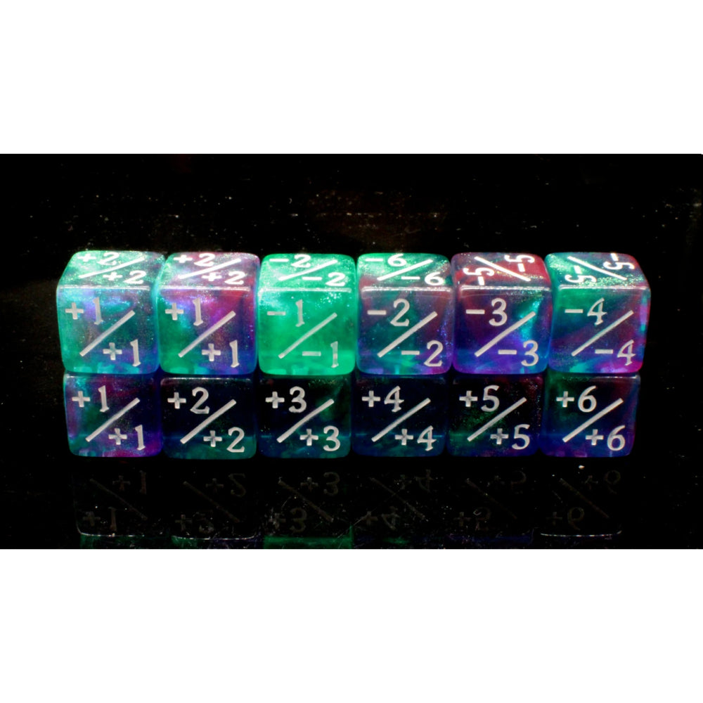 +/- D6 Counters: Galaxy - Cosmic Stardust (Old School Dice)