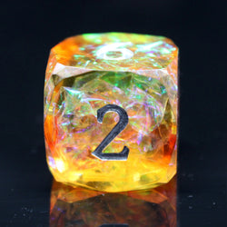 Sharp Edged RPG Dice: Diamond Cut - Marmalade Burst (Old School Dice)