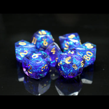 Sharp Edged RPG Dice: Diamond Cut - Darkness Comes (Old School Dice)