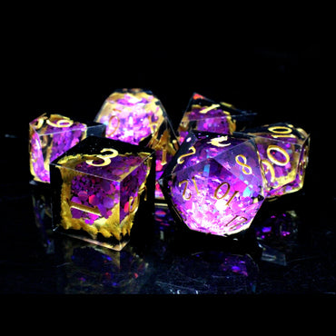 Sharp Edged RPG Dice: Geode - Amethyst w/Black (Old School Dice)